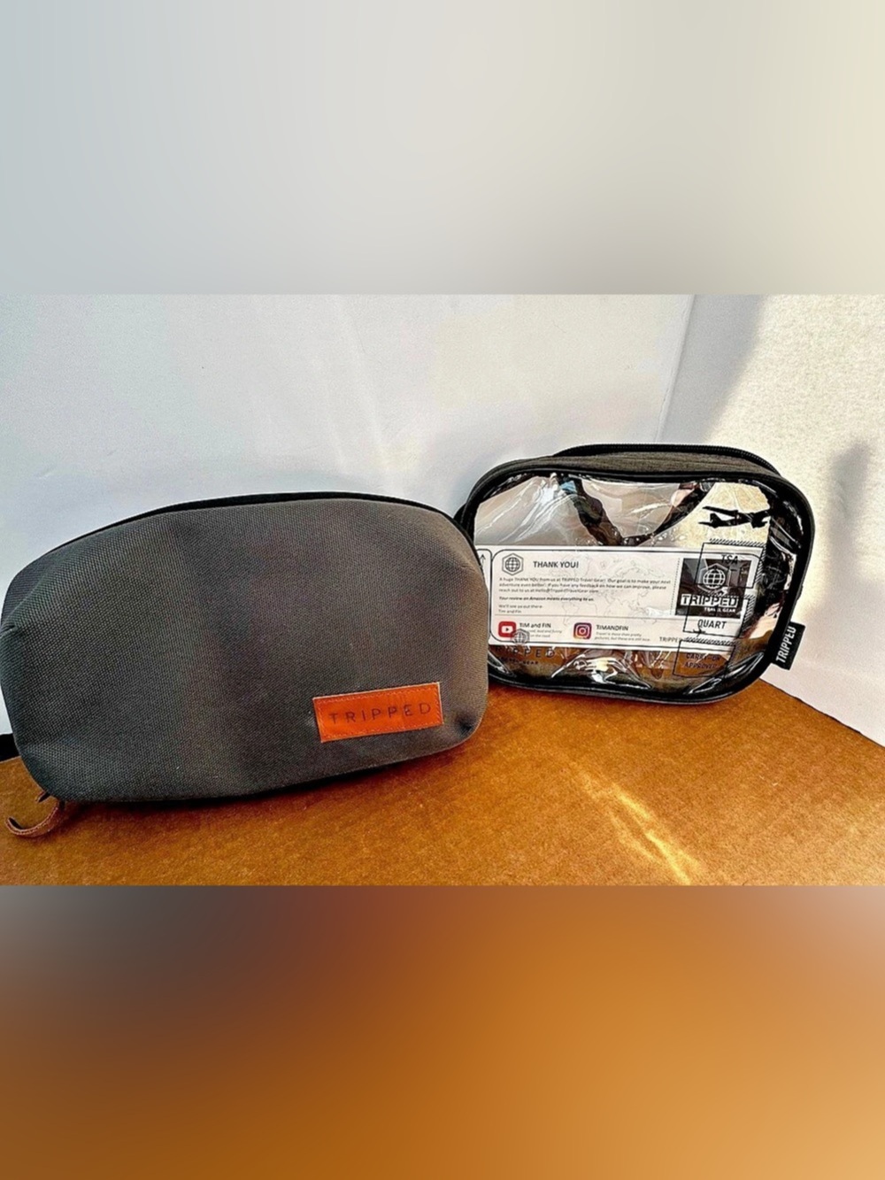 TRIPPED Travel Gear Tech Organizer Pouch Tech Organizer Pouch Gray w/TSA Clear p